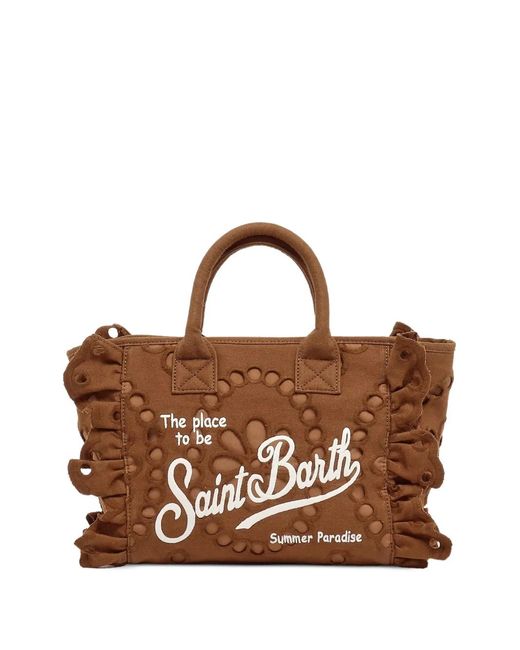 Mc2 Saint Barth Brown Broderie-Anglaise Tote Bag