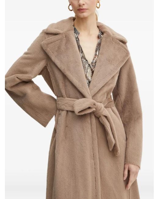 Guess Natural Belted Wide-Lapels Coat