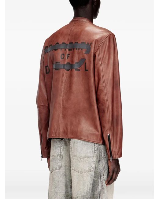 DIESEL Red L-Tad-Bkbx Leather Jacket for men