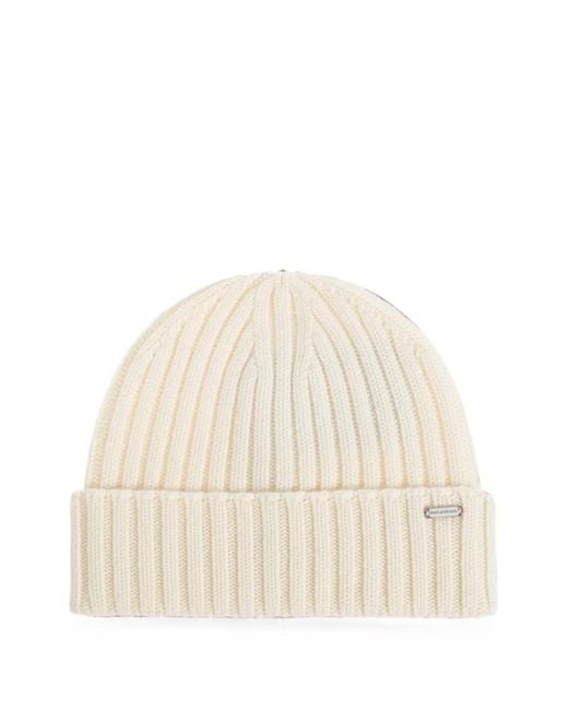 Paul & Shark Natural Ribbed-Knit Beanie Hat