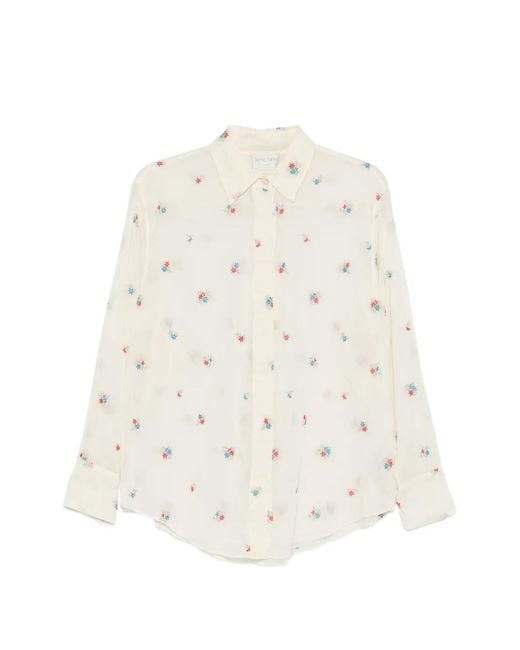 Forte_forte White Embroidered-Floral Buttoned Shirt