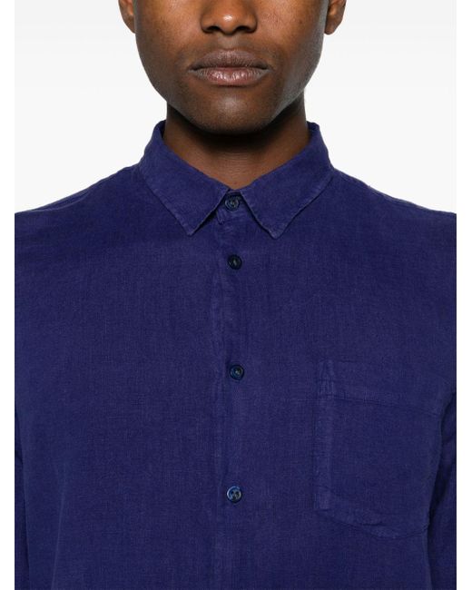 Chemise en lin à poche plaquée Vilebrequin pour homme en coloris Blue