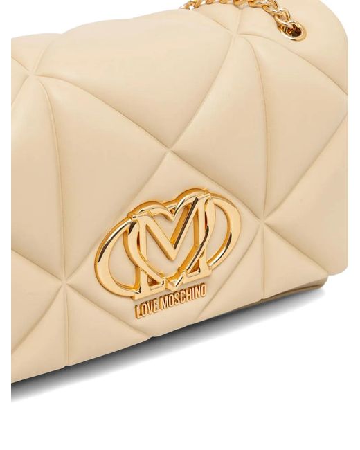 Love Moschino Natural Quilted Chain Cross Body Bag