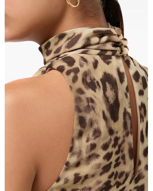 ANDAMANE Asymmetrical Leopard-Print Dress in Natural | Lyst UK