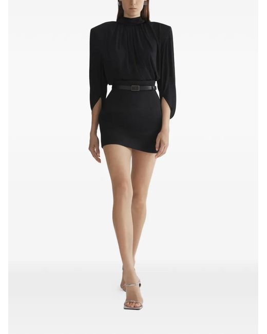 Mugler Black High-Neck Long-Sleeve Top