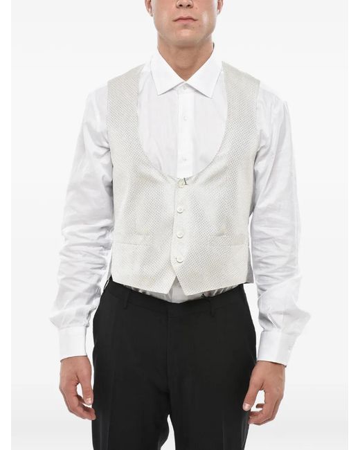 Corneliani White Embroidered Waistcoat for men