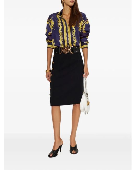 Versace Black Buttoned Midi Skirt