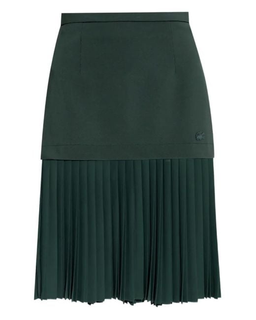 Lacoste Green Logo-Patch Pleated Skirt