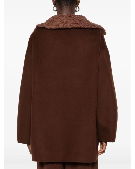 Fabiana Filippi Brown Textured-Collar Buttoned Jacket