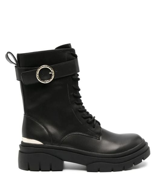 Just Cavalli Black Belted-Ankle Leather Boots