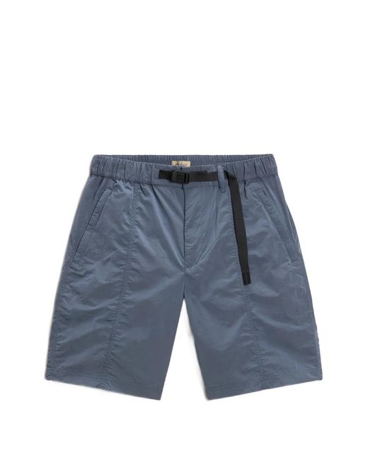 Woolrich Blue Belted Water-Repellent Shorts for men