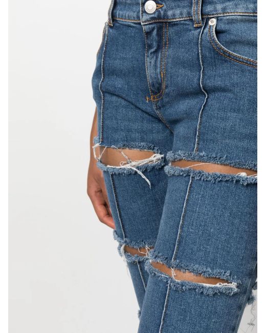 McQueen Blue Distressed Cropped Jeans