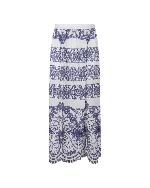 Borgo De Nor White Belan Embroidered Lace-Trim Maxi Skirt