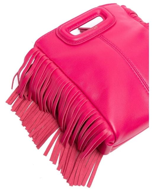 Maje Pink M Fringed Crossbody Bag