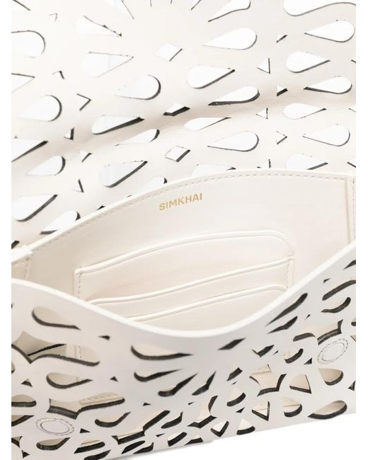Jonathan Simkhai White Laser-Cut Leather Clutch