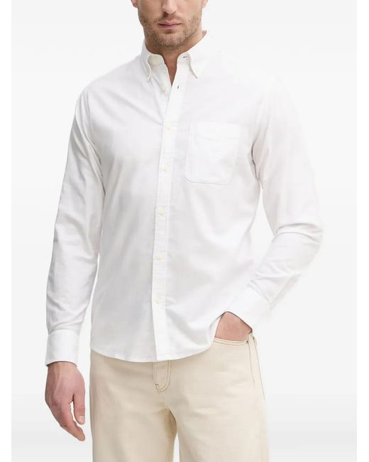 Benetton White Button-Down Chest-Pocket Shirt for men