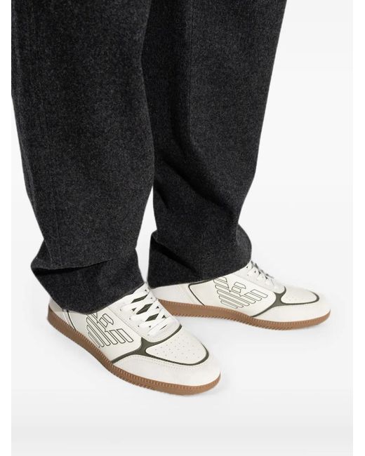 EA7 White Logo-Print Panelled Sneakers for men