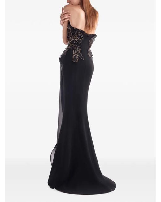 Gaby Charbachy White Ruffled Sequin-Embellished Gown