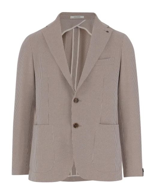 Tagliatore Brown Peak-Lapels Single-Breasted Blazer for men