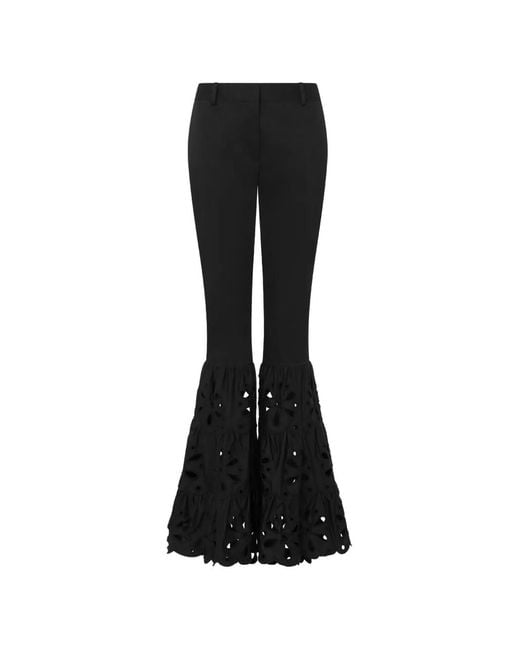 Moschino Black Broderie-Anglaise Tiered-Hem Trousers