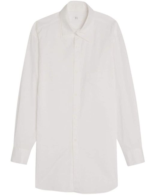 Y's Yohji Yamamoto Katoenen Overhemd Met Gelaagde Kraag in het White