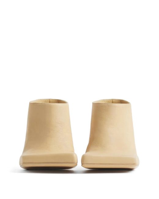 Mugler Natural Square-Toe Leather Mules