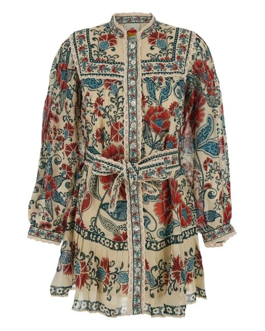 FARM Rio Print-Floral Button Mini Dress | Lyst UK