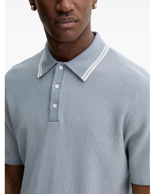 Rag & Bone Gray Ribbed-Knit Polo Shirt for men
