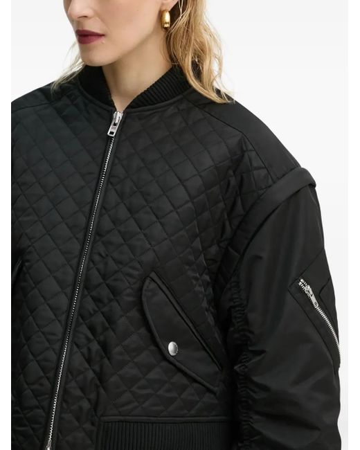 Stand Studio Black Diamond-Quilted Bomber Jacket
