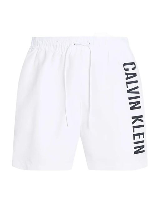 Short De Bain À Logo Imprimé Calvin Klein pour homme en coloris White