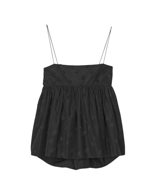 CECILIE BAHNSEN Black Veronica Floral-Jacquard Bow Sleeveless Blouse