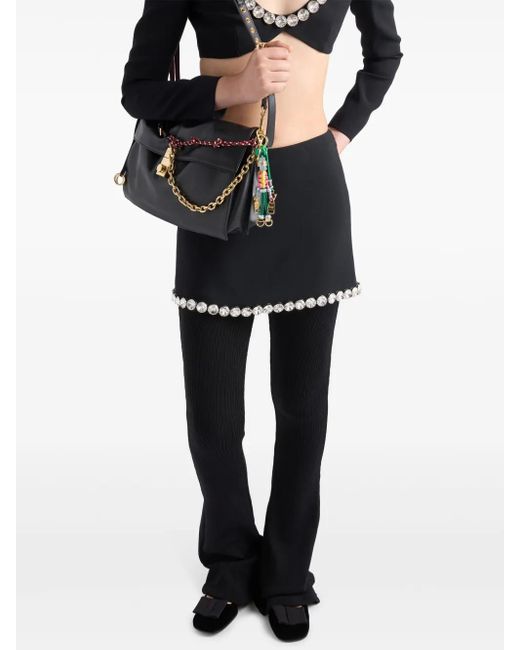 Prada Black Crystal-Embellished Mini Skirt
