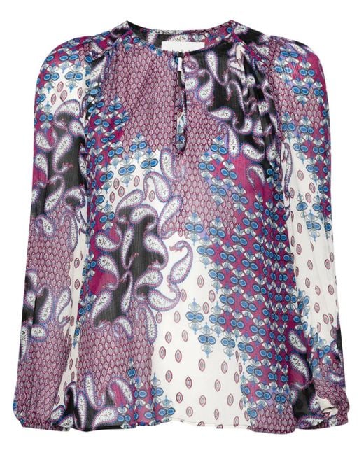 Ba&sh Purple Blair Top With Amebas Print