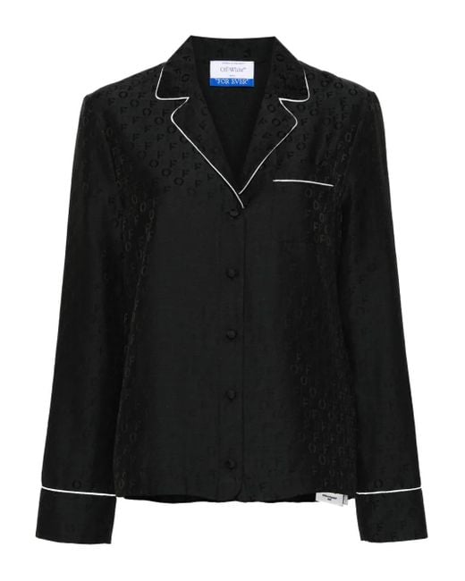 Off-White c/o Virgil Abloh Black Monogram-Jacquard Pajama Top