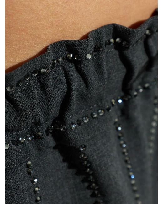 Self-Portrait Gray Beaded Drawstring Trousers