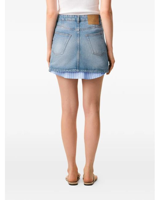 AMI Blue Cotton Mini Skirt