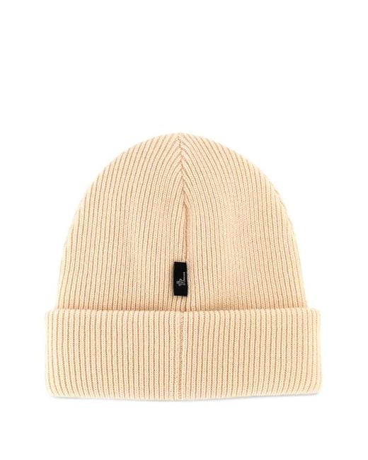 Moncler Natural Logo-Patch Beanie Hat