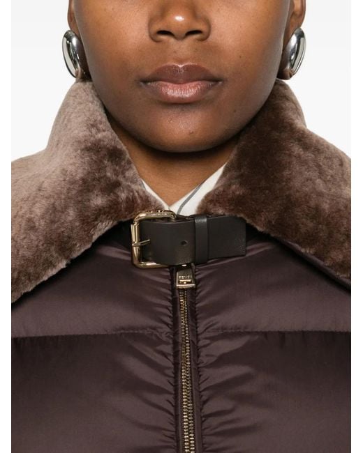 Fendi Brown Shearling-Collar Ski Jacket