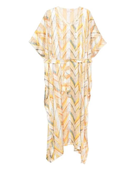 Caftán con motivo chevron Dolci Follie de color Metallic