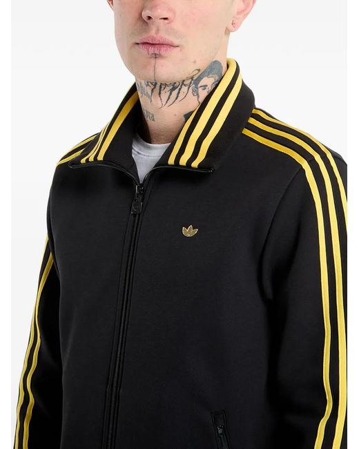 Adidas Black Stripe-Detail Zip-Up Sweatshirt for men