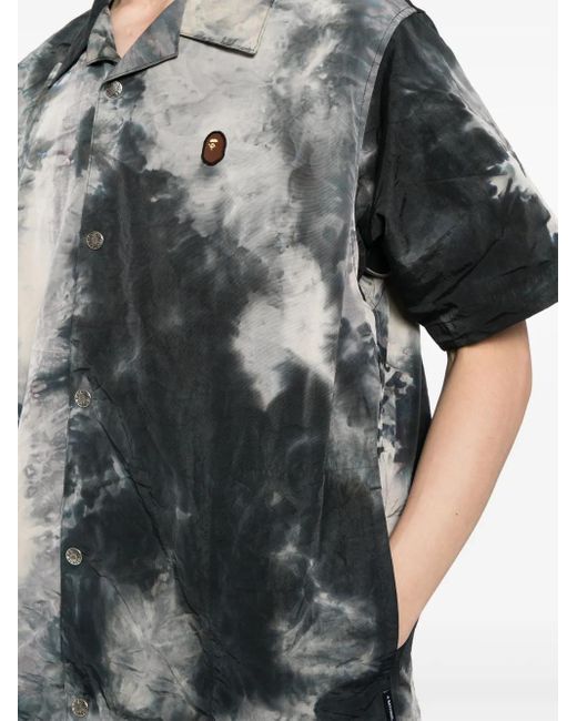 A Bathing Ape Black Tie-Dye Short-Sleeve Shirt for men