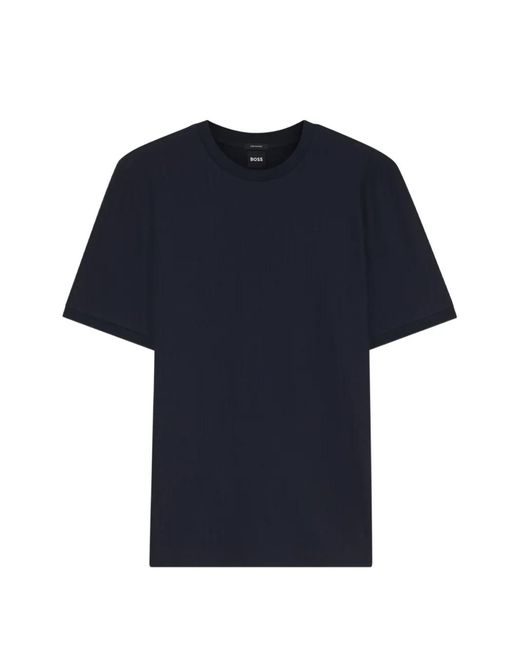Boss Blue Geometric-Jacquard T-Shirt for men