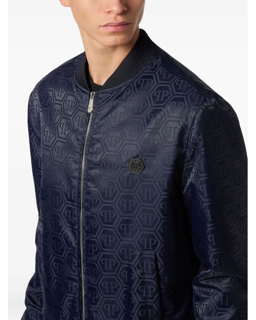Philipp Plein Bomberjacke Mit Monogrammmuster in Blue für Herren