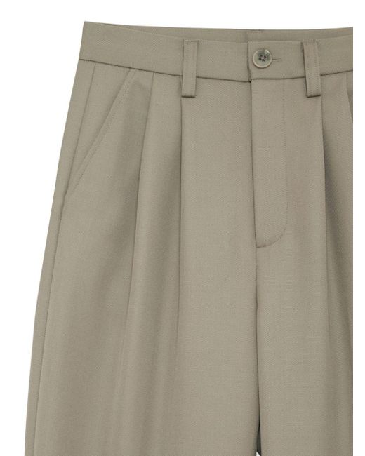 Anine Bing Natural Carrie Pleat-detail Wool Trousers