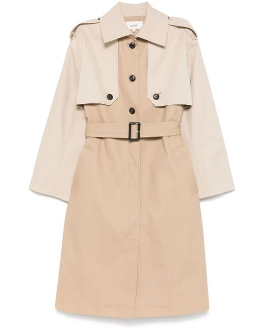 Ba&sh Natural Two-Tone Cotton Gabardine Trench Coat