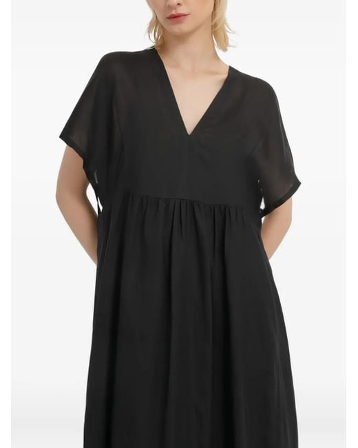 Marc O' Polo Black Tie-Detail Short-Sleeves Midi Dress