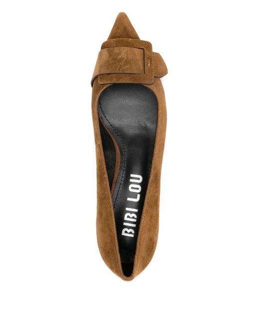 Bibi Lou Brown Buckle-Detail Pointed-Toe Pumps