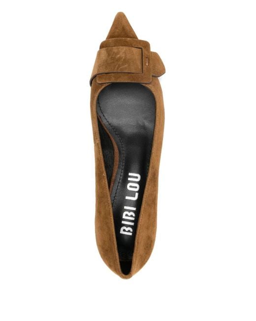 Bibi Lou Brown Buckle-Detail Pointed-Toe Pumps