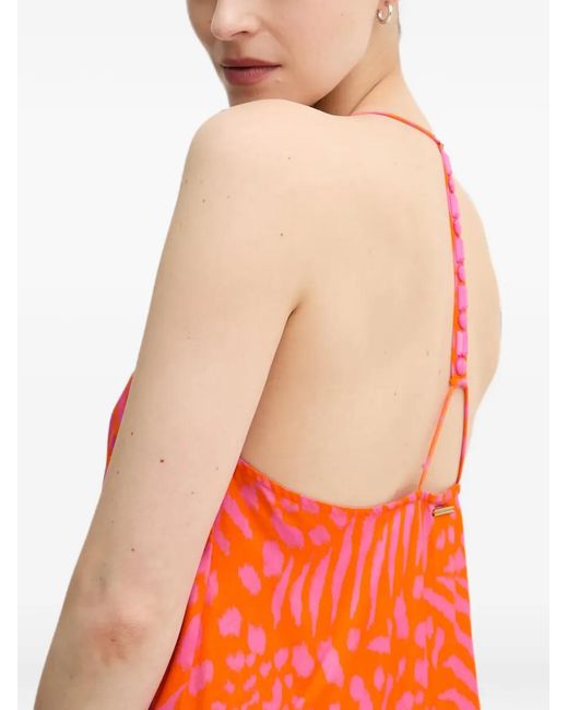 Lola Casademunt Orange Bead-Embellished Maxi Dress