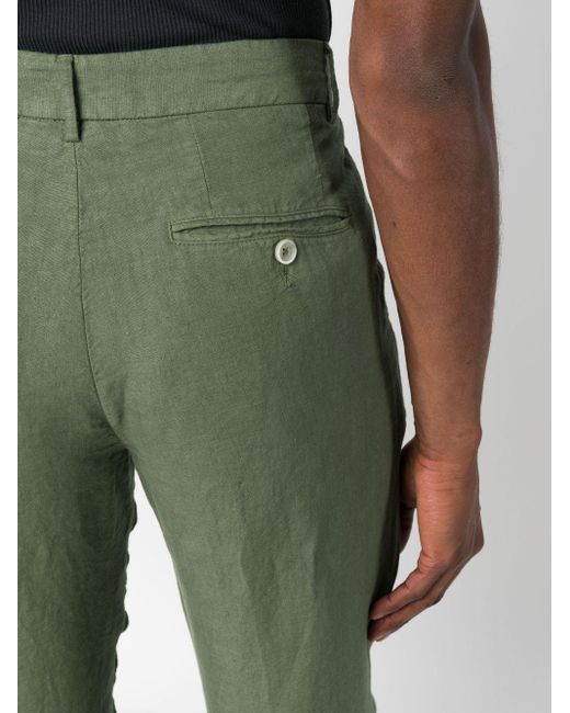 120% Lino Green Straight-leg Linen Trousers for men